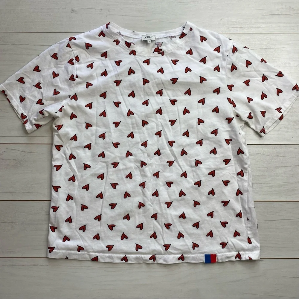 KULE White Short Sleeve Tee with Red Heart Print - Picture 3 of 9